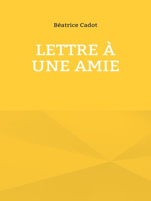 cover image of Lettre à une amie